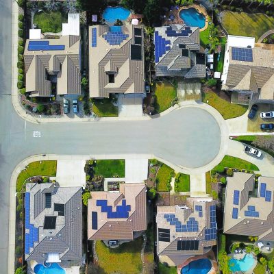 Top view of suburban homes Top view of suburban homes
